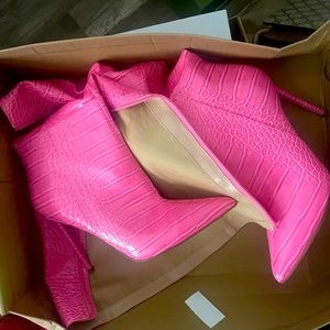 Never worn pink heel boots
